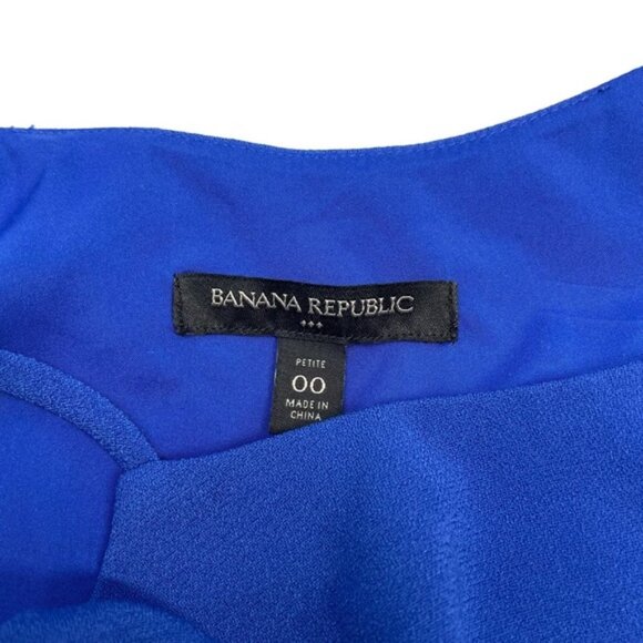 BANANA REPUBLIC Eyelet Detail Sheath Mini Dress Sz 00 Petite Cobalt Blue - Picture 4 of 4